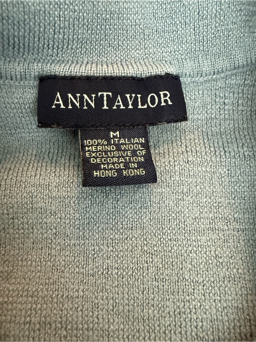Vintage Ann Taylor Merino Wool Floral Embroidered Cardigan Blue M - Picture 6 of 15